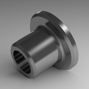 New,steel,glossy,flanged,bushing,,lying,on,gray,background